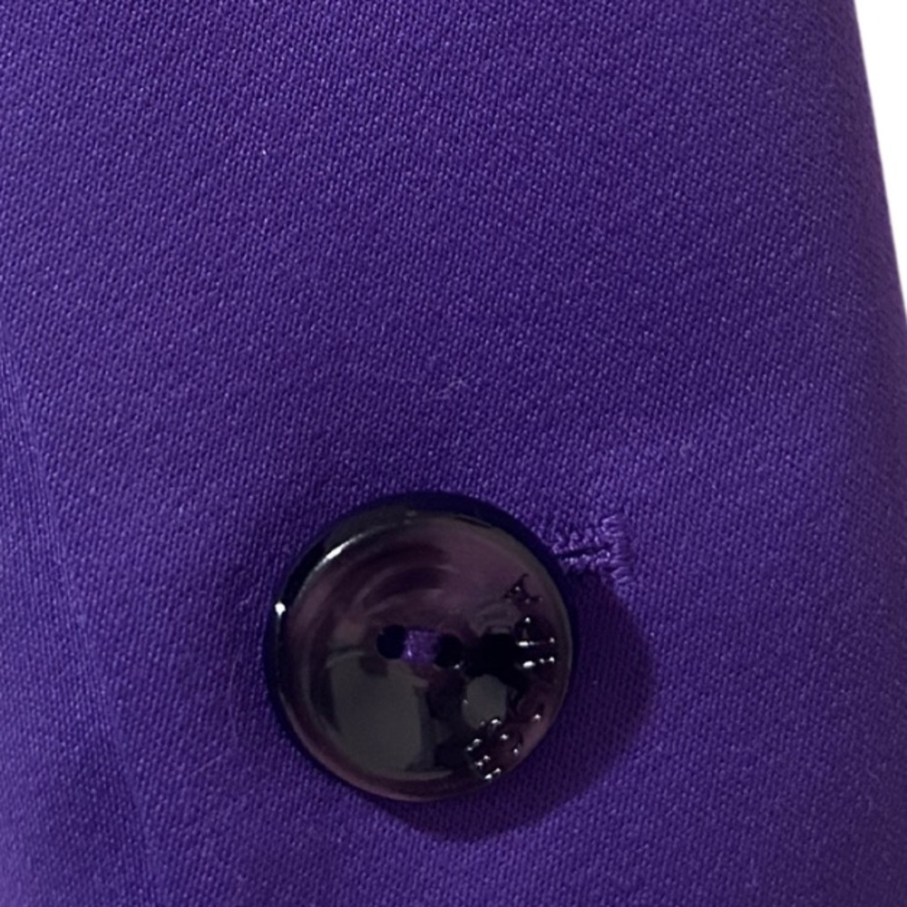 ESCADA Purple Wool Pleated Shoulder Pad Triple Button Blazer Jacket | Size S - Picture 4 of 8